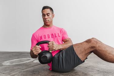 Nobull Men's T Shirts Pink | Australia (SW6107)